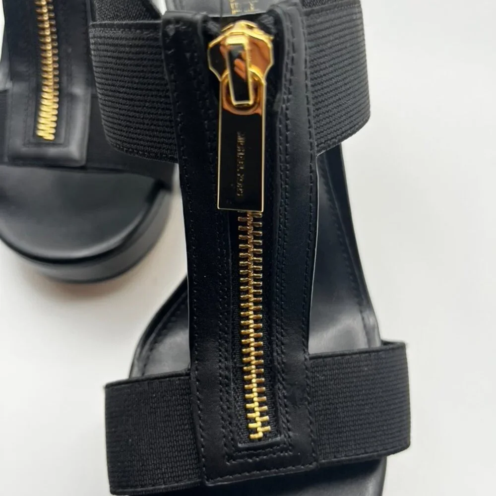 Michael Kors Black Sandals with Gold Zipper - Picture 8 of 12